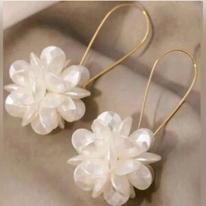 White Floral Drop Earrings